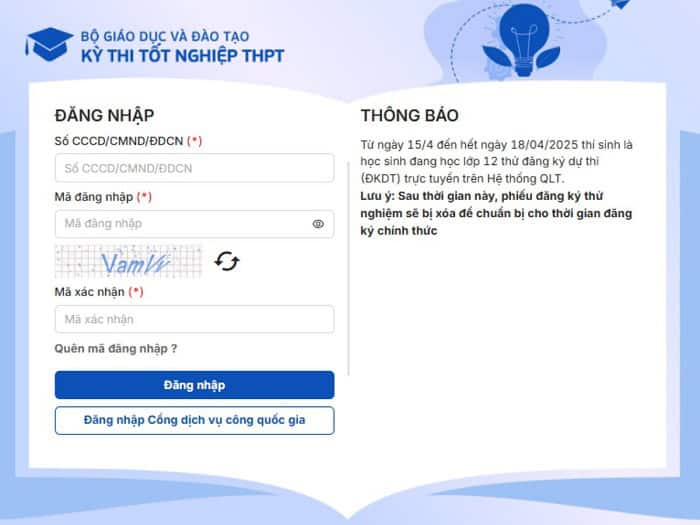 Link đăng ký thử dự thi tốt nghiệp THPT 2025 - Bộ GD&ĐT công bố 2 link-dang-ky-thu-du-thi-tot-nghiep-thpt-2025