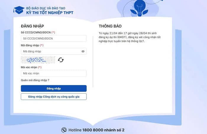 Đăng ký dự thi tốt nghiệp THPT 2025: Những lỗi sai và cách khắc phục 2 Truy cap vao he thong quan ly thi