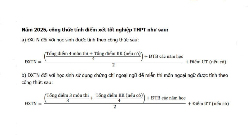 Gần 1.000 thí sinh trượt tốt nghiệp THPT 2025 vì lý do không ngờ 2 cong-thuc-tinh-diem-xet-tot-nghiep-thpt-nam-2025