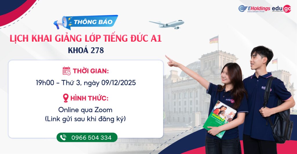 Thông báo khai giảng lớp tiếng Đức trình độ A1 K278 ngày 09/12 1 K278 Online Zoom 1